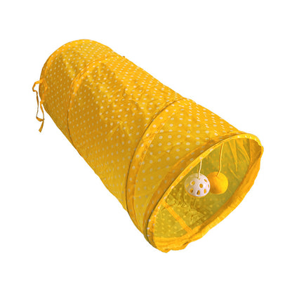 Katzentunnel für Katzen, Interaktives Intelligenzspielzeug Faltbar, Drei Farben eingestellt-Lila, Gelb, Orange, 50x25x25 cm