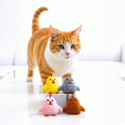 Kuscheltier für Katze, Kuscheliges Plüschspielzeug im niedlichen Küken, 4er-Pack in vier Farben, für Katzen zum Kauen