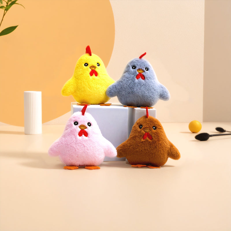 Kuscheltier für Katze, Kuscheliges Plüschspielzeug im niedlichen Küken, 4er-Pack in vier Farben, für Katzen zum Kauen