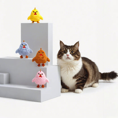 Kuscheltier für Katze, Kuscheliges Plüschspielzeug im niedlichen Küken, 4er-Pack in vier Farben, für Katzen zum Kauen