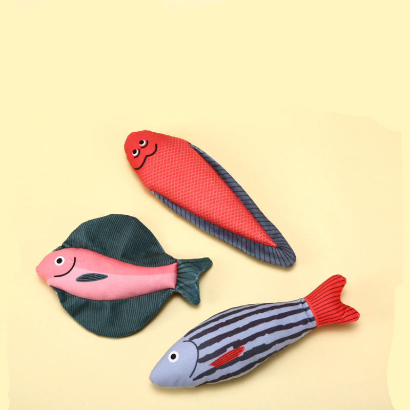 Kuscheltier für Katze, Plüsch-Simulationsfisch Spielzeug mit Lautes Papier & Katzenminze, Drei Varianten wählbar