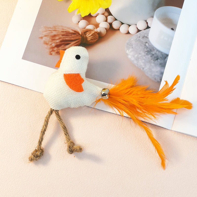 Katzen Spielzeug, Leinen Vogel-Katzenspielzeug mit Glocken & Federn, inkl. Katzenminze, 5 Farben, 5er-Pack, Kauen und Spielen