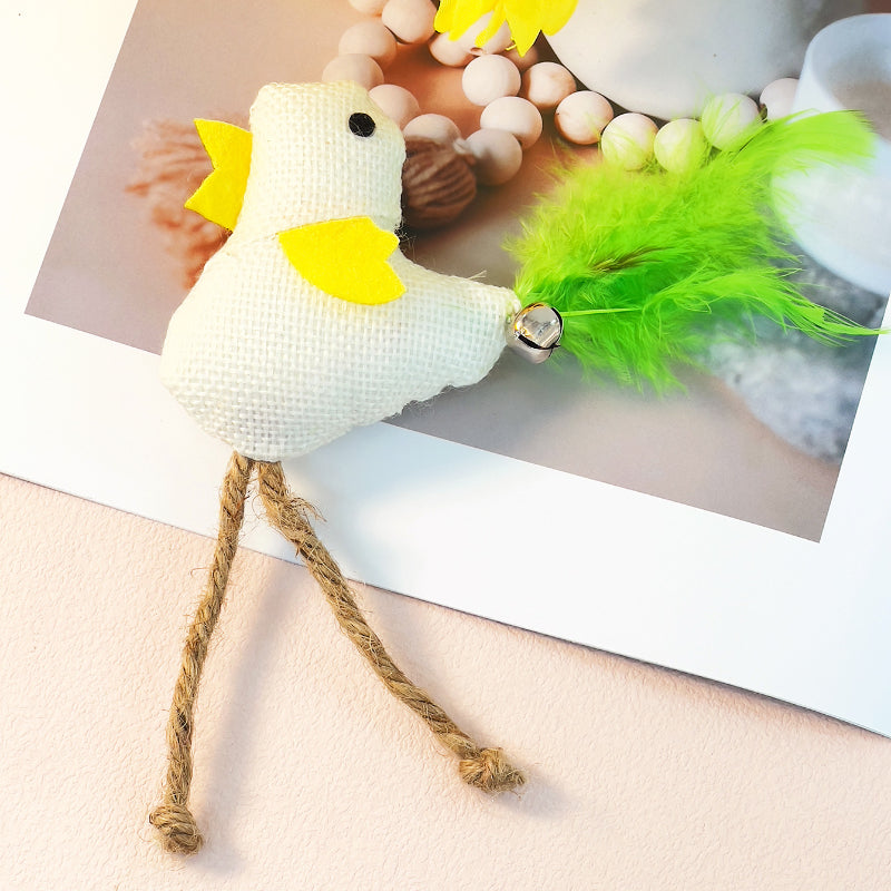 Katzen Spielzeug, Leinen Vogel-Katzenspielzeug mit Glocken & Federn, inkl. Katzenminze, 5 Farben, 5er-Pack, Kauen und Spielen