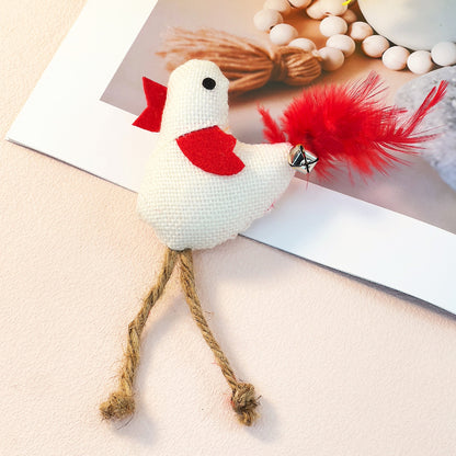 Katzen Spielzeug, Leinen Vogel-Katzenspielzeug mit Glocken & Federn, inkl. Katzenminze, 5 Farben, 5er-Pack, Kauen und Spielen