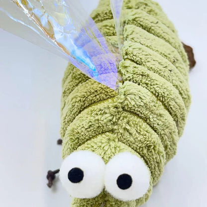 Kuscheltier für Katze, Mückenförmig Plüschspielzeug mit Glitzerflügeln & Katzenminze, Knistergeräusch und Zahnpflege für Katzen