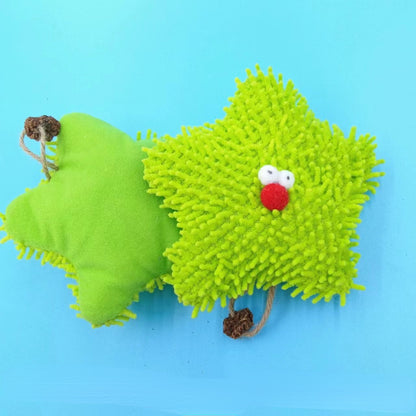 Kuscheltier für Katze, grünen Seesterns mit Katzenminze & Lautes Papier, Interaktives Kauspielzeug für Katzen (2 Stück)