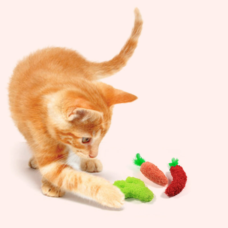 Kuscheltier für Katze, Kaktus-Karotten-Paprika mit Katzenminze und Lautes Papier für stundenlangen Spielspaß, 3er Set