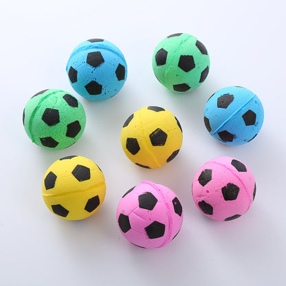 Katze Spielzeug, Katzenball, 4,5 cm Latex Schaumstoff Fußball, Interaktives Spielzeug für Katzen, 2er Set in zufälligen Farben
