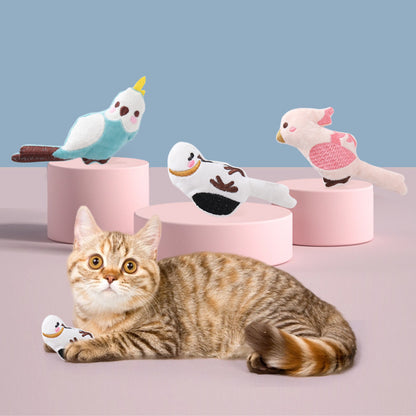 Kuscheltier für Katze, Süße, Weich Plüschvögel mit Katzenminze & Lautes Papier, zum Spielen und Entspannen, 3er-Set