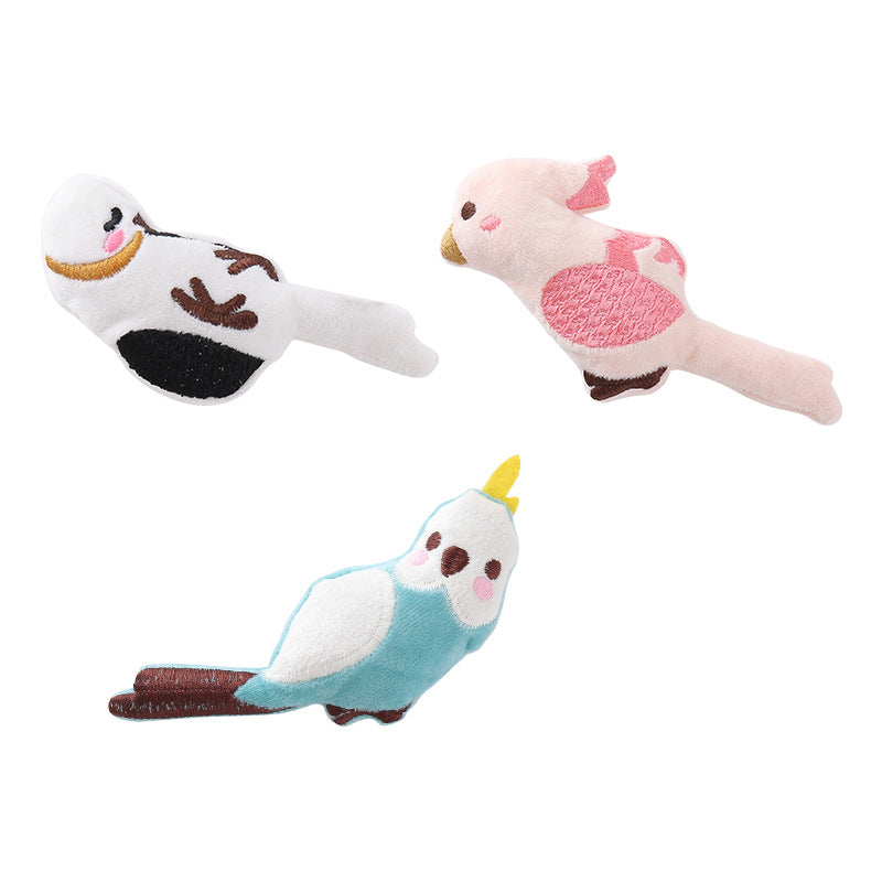 Kuscheltier für Katze, Süße, Weich Plüschvögel mit Katzenminze & Lautes Papier, zum Spielen und Entspannen, 3er-Set