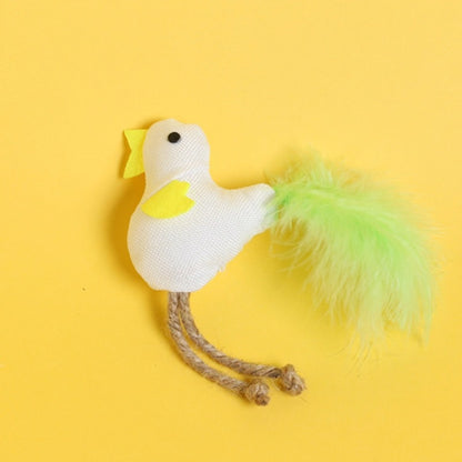 Katze Spielzeug, Kauspielzeug für Katzen im kleinen Hühnerdesign, mit Katzenminze, Feder und Glöckchen, 3er Set in Blau, Grün und Rot