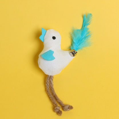 Katze Spielzeug, Kauspielzeug für Katzen im kleinen Hühnerdesign, mit Katzenminze, Feder und Glöckchen, 3er Set in Blau, Grün und Rot