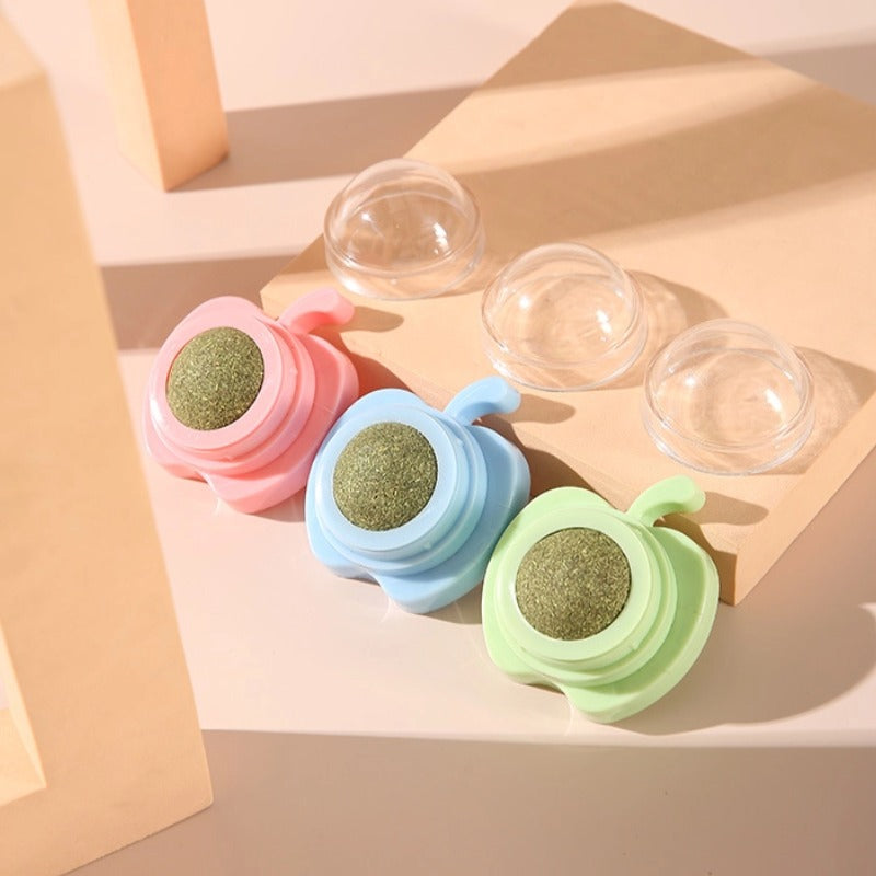 Spielzeug Katze, Apfel-Design mit Katzenminze, Entspannendes, 3er Set in Rot, Blau und Grün