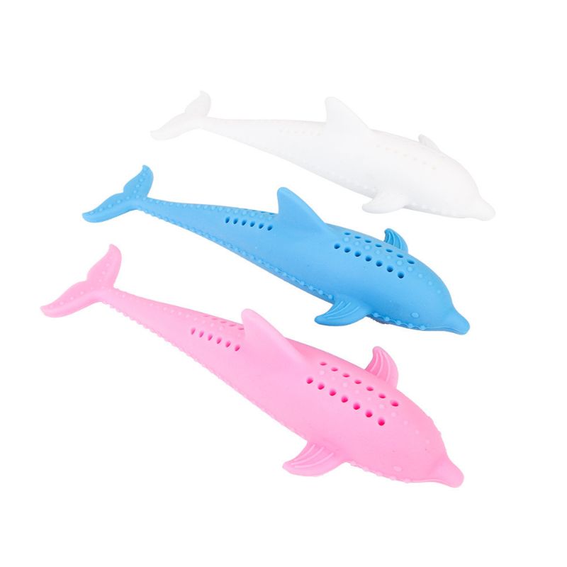 Katzen Spielzeug, Fischförmiges Zahnpflege-Spielzeug aus Silikon mit Platz für Katzenminze, 3-teilig in Blau, Rosa und Weiß