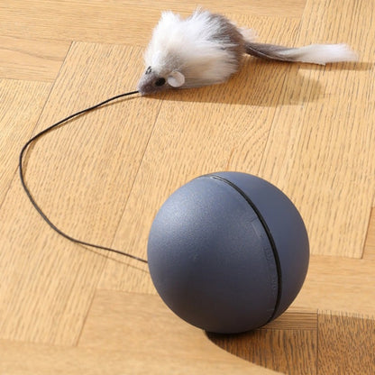 Katzenspielzeug elektrisch, Interaktives Katzenball mit Mause-Spielzeug, 8,1 cm Durchmesser, Grau, für aktive Katzen
