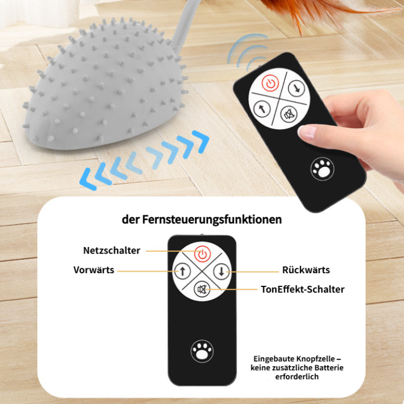 Katzenspielzeug Elektrisch, Katzenspielzeug Maus mit Silikonhülle und Feder-Schwanz, Grau, für maximale Aufmerksamkeit