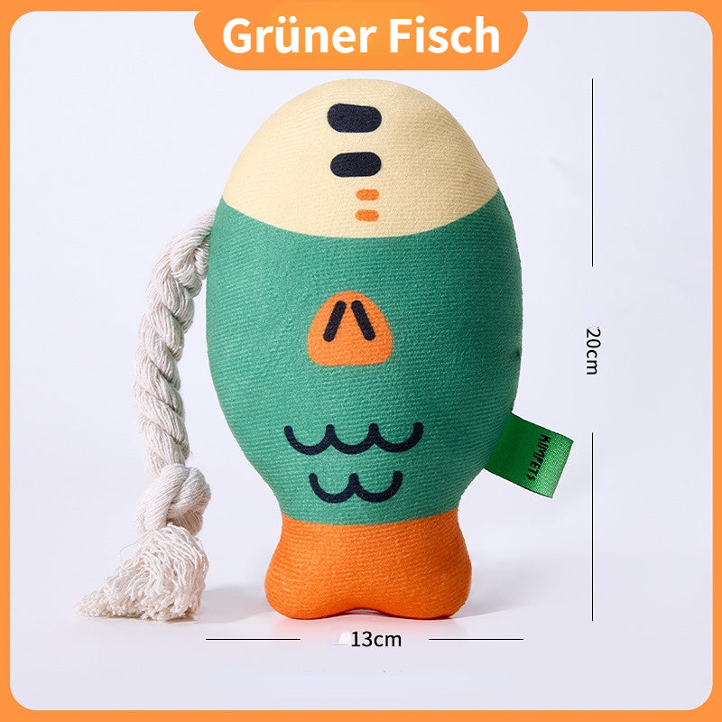 Hundespielzeug Quietschen, Lustiger Fisch mit Knisterfunktion, Interaktives Hundespielzeug zur Beschäftigung und Energieabau