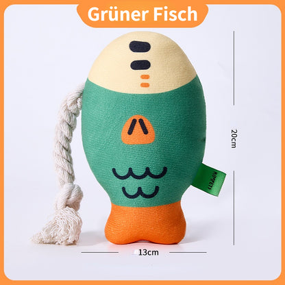 Hundespielzeug Quietschen, Lustiger Fisch mit Knisterfunktion, Interaktives Hundespielzeug zur Beschäftigung und Energieabau