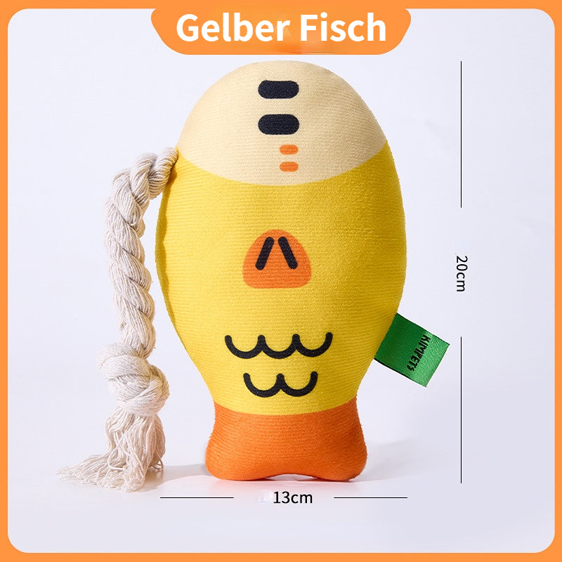 Hundespielzeug Quietschen, Lustiger Fisch mit Knisterfunktion, Interaktives Hundespielzeug zur Beschäftigung und Energieabau