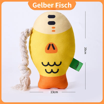 Hundespielzeug Quietschen, Lustiger Fisch mit Knisterfunktion, Interaktives Hundespielzeug zur Beschäftigung und Energieabau