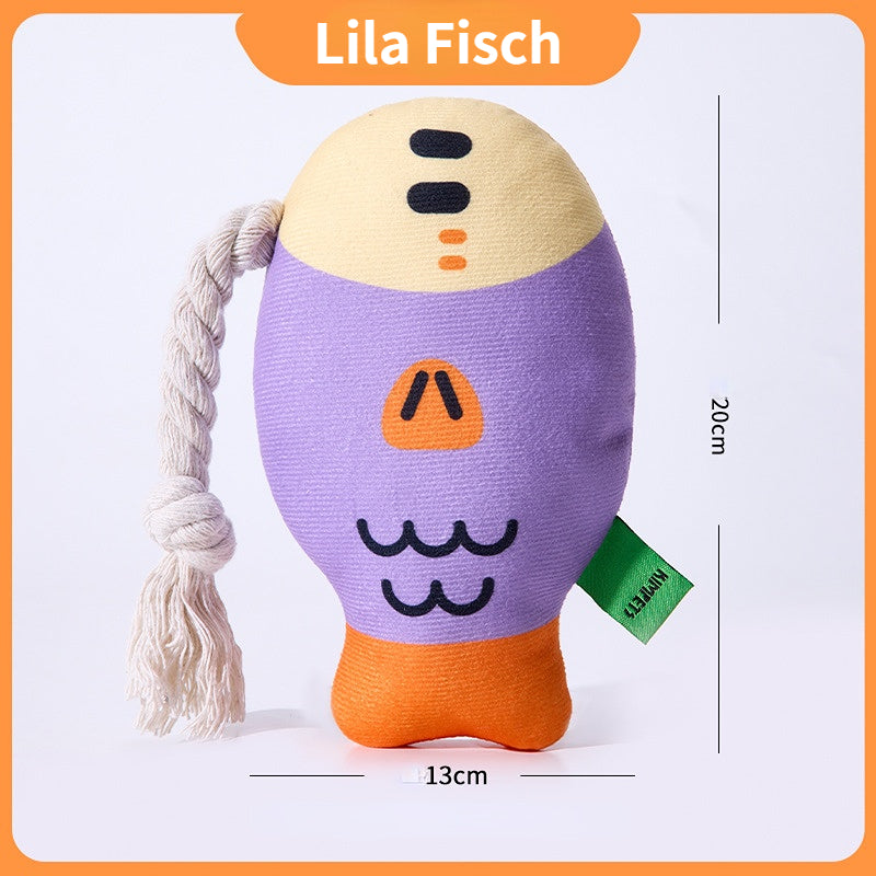 Hundespielzeug Quietschen, Lustiger Fisch mit Knisterfunktion, Interaktives Hundespielzeug zur Beschäftigung und Energieabau