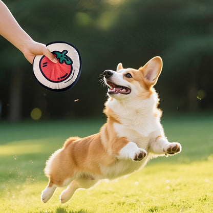 Kuscheltier für den Hund, Tomaten-Muster rundes Kissen mit Quietscher, Spielen & Kauen für kleine und mittelgroße Hunde (1 Stück)