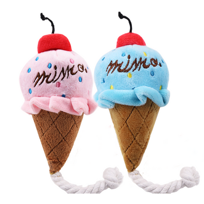 Hund Spielzeug Eiscreme Design, Robustes Plüschtier mit Quietschfunktion, Futterspielzeug für Hunde zur Beschäftigung (1 Stück)