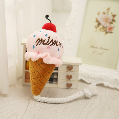 Hund Spielzeug Eiscreme Design, Robustes Plüschtier mit Quietschfunktion, Futterspielzeug für Hunde zur Beschäftigung (1 Stück)