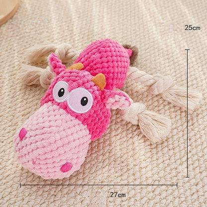 Kuscheltier für Hunde, Plüschtiere Löwe und Nilpferd mit Quietscher für Interaktive Spiele, Langeweile lindern, Drei Farben