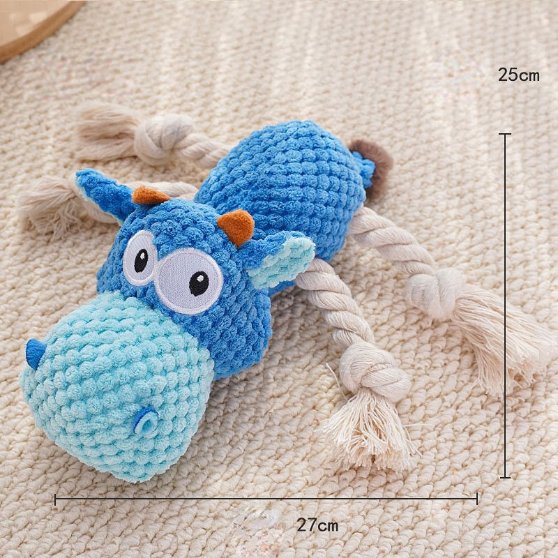 Kuscheltier für Hunde, Plüschtiere Löwe und Nilpferd mit Quietscher für Interaktive Spiele, Langeweile lindern, Drei Farben