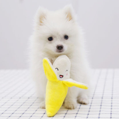 Hund Kuscheltiere, Welpenspielzeug, Plüschbanane mit BB-Geräusch und Knisterpapier, Hundespielzeug Beschäftigung, 15cm lang