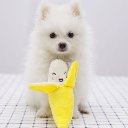 Hund Kuscheltiere, Welpenspielzeug, Plüschbanane mit BB-Geräusch und Knisterpapier, Hundespielzeug Beschäftigung, 15cm lang