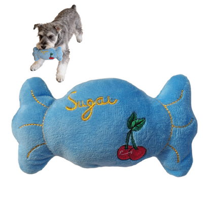 Hund Kuscheltiere, Plüsch Bonbon für kleine Hunde, Hundespielzeug Quietschen in Zwei Farben (1 Stück)