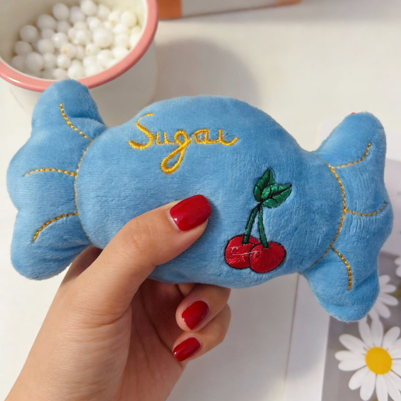 Hund Kuscheltiere, Plüsch Bonbon für kleine Hunde, Hundespielzeug Quietschen in Zwei Farben (1 Stück)