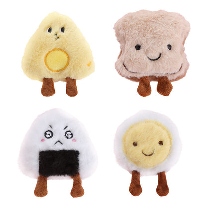 Plüschtier Hund, Weiches und Robustes mit niedlichem Frühstücksdesign, Interaktives Spielzeug für Katzen und Hunde (1 Stück)