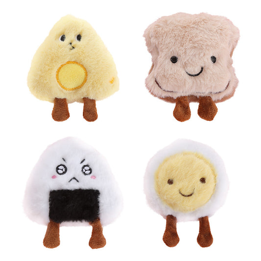 Quietsch-Plüschtier Weich und Robust mit Niedlichem Frühstücksdesign, Interaktives Spielzeug für Hund & Katze - 1 Stück