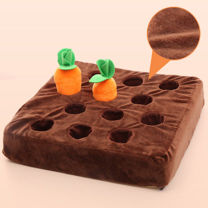 Hundespielzeug Intelligenz, Karottenfeld aus Plüsch, mit Quietschfunktion, interaktives Schnüffelspielzeug