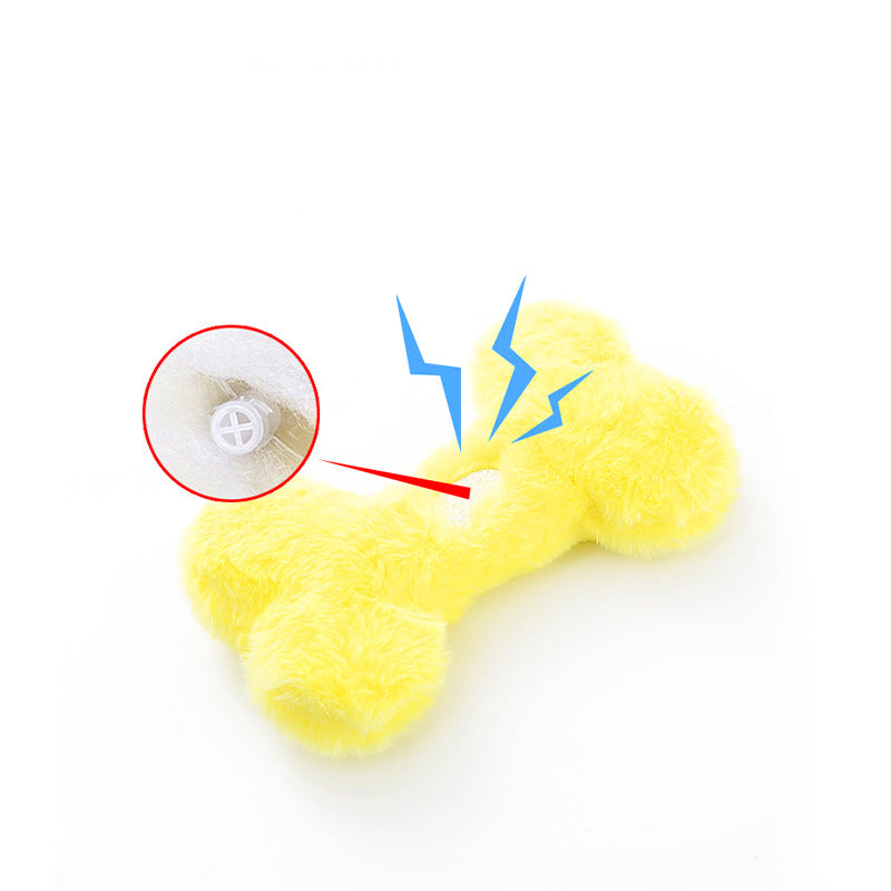 Kuscheltier für den Hund, interaktive Hundeknochen aus weichem Baumwolle mit BB-Geräusch, Kauspielzeug für Hunde, Drei Farben