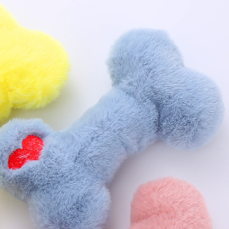 Kuscheltier für den Hund, interaktive Hundeknochen aus weichem Baumwolle mit BB-Geräusch, Kauspielzeug für Hunde, Drei Farben