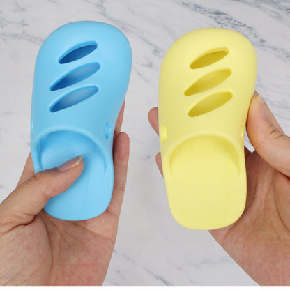 Hund Spielzeug, Lustiges Hausschuhe-Kauspielzeug für Hunde in Gelb & Blau, Zahnreinigung, Wasserspielzeug Hund (2 Stücke)