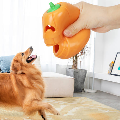 Hunde Intelligenzspielzeug, Interaktives Kürbis-Futterspielzeug mit Leckerlispender, Kauspielzeug für Energie verbrauchen (1 Stück)