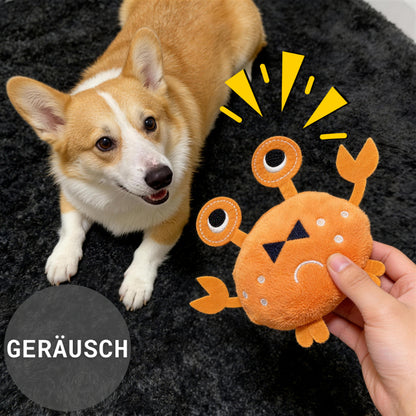 Plüschtier für Hunde, Realistisches Krabbe Kuscheltier mit Geräuschfunktion, Weiches Hundespielzeug für Kleine Hunde