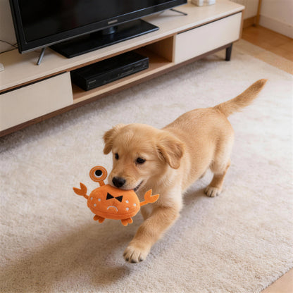 Plüschtier für Hunde, Realistisches Krabbe Kuscheltier mit Geräuschfunktion, Weiches Hundespielzeug für Kleine Hunde