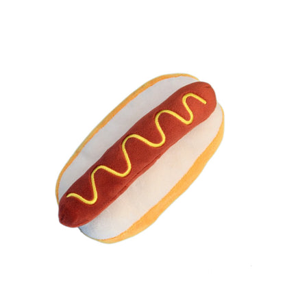 Kuscheltier für den hund, Simulation Hotdog-förmiges mit Quietschfunktion für interaktive Aktivitäten, Backenzahn