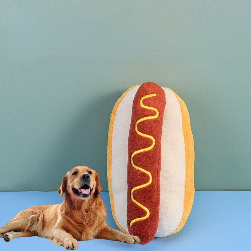 Kuscheltier für den hund, Simulation Hotdog-förmiges mit Quietschfunktion für interaktive Aktivitäten, Backenzahn