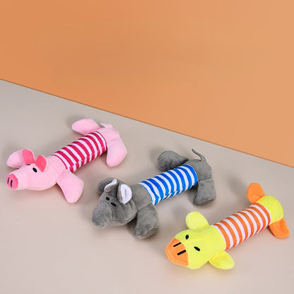 Hunde Plüschtier schmales Plüschtier mit Quietsche, Cartoon-Hundespielzeug, 3 süße Designs zur Auswahl (1 Stück)