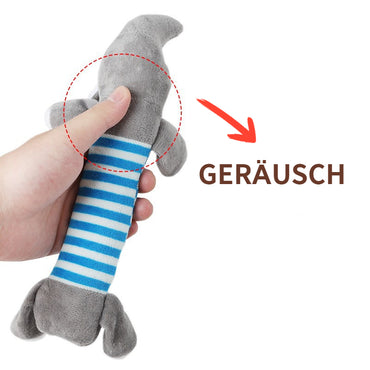 Hunde Plüschtier schmales Plüschtier mit Quietsche, Cartoon Stil, 3 süße Designs zur Auswahl (1 Stück)