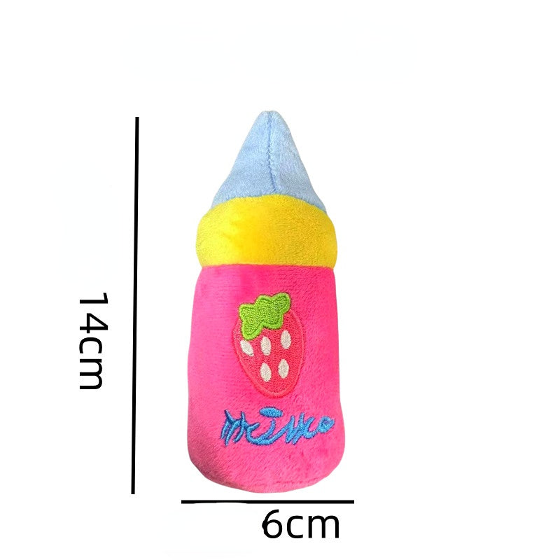 Kuscheltiere für Hunde, Milchflaschen-Design mit BB-Sound, Zarter Plüsch, Weich & bequem, Zahnreinigung, zwei Farben