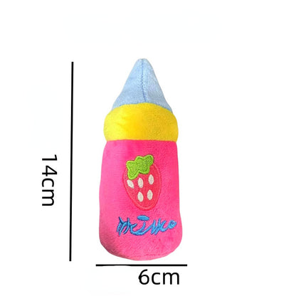 Kuscheltiere für Hunde, Milchflaschen-Design mit BB-Sound, Zarter Plüsch, Weich & bequem, Zahnreinigung, zwei Farben