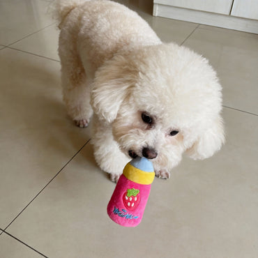 Kuscheltiere für Hunde, Milchflaschen Design mit Quietscher, Zarter Plüsch, Weich & bequem, zwei Farben